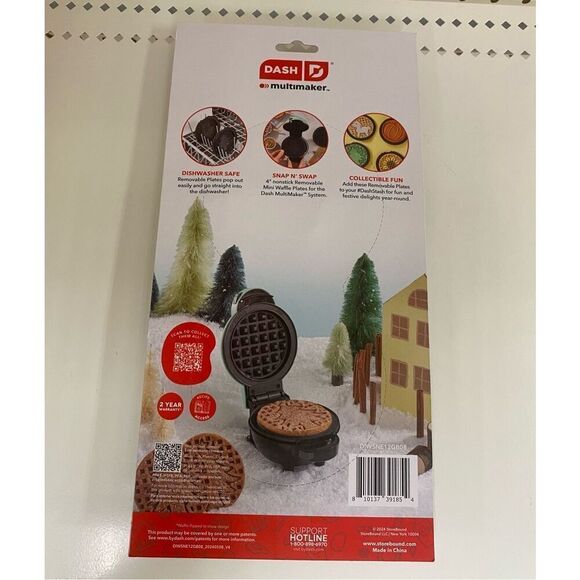 DASH Multimaker Mini System Two 4 Nonstick Removable Waffle Plates Gingerbread - Picture 2 of 2